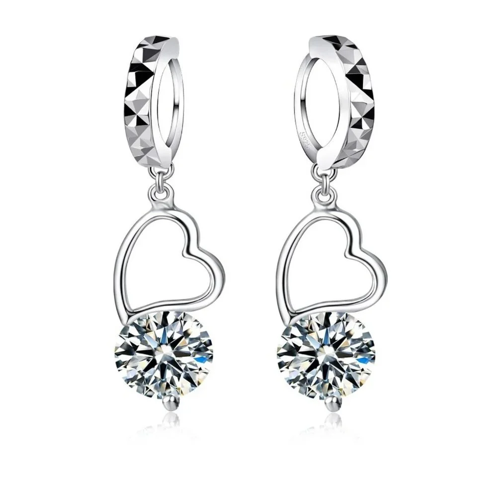 🌟925 Sterling Silver Heart Earrings & Necklace Set - Romantic Jewelry Gift - Picture 3 of 3